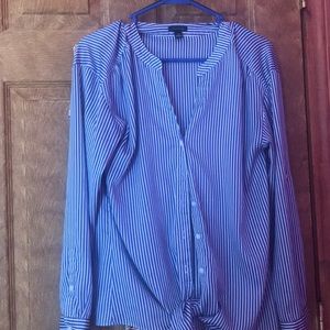 Blue & white striped Ann Taylor blouse